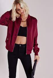 Silky Bomber Jacket Burgundy Coats And Jackets Bomber Jackets Missguided Coats Jackets Women Coats For Women Bomber Jacket Women