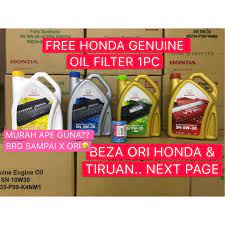 Malahan boleh extend sampai 20,000km kalau gunakan komponen berkualiti dan jika anda selalu memandu jauh, gunakan minyak fully sintetik. Honda Genuine Fully Semi Synthetic Engine Oil Minyak Hitam 10w 30 5w 30 0w 20 0w 30 O F Shopee Malaysia