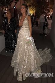 Sparkly Boho Beach Wedding Dress A Line Sweep Train V Neck Bridal Gowns W567 Backless Prom Dresses Prom Dresses Vintage Formal Dresses Long