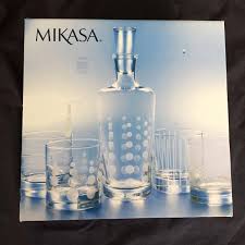 Maybe you would like to learn more about one of these? Find More Lowered Price Brand New In Box Mikasa Decanter With Stopper And 4 Glasses Set Giftable For Sale At Up To 90 Off