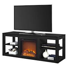 The fireplace tv stand combo allows you and your guests to enjoy a large space to hold your plasma tv and any additional accessories while allowing the top rated electric fire to warm the room. Modern 2 In 1 Electric Fireplace Tv Stand In Black Fastfurnishings Com