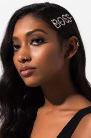 Akira Label Rhinestone Boss Hair Pin In Black Silver Clip Hairstyles Rhinestone Hair Pin Straight Hairstyles