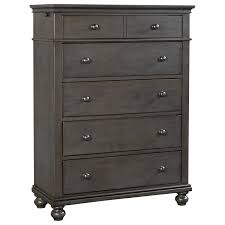 A piece of furniture with drawers and shelves; Aspenhome Oxford 5 Drawer Chest Homeworld Furniture Drawer Chests