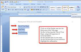 Within a microsoft word document: Apa Style And Format