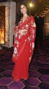 How To Recreate Katrina Kaifs Red Floral Saree Look