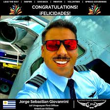 Representation Matters! LPA celebrates member Jorge Sebastian Giovannini  🇺🇾 who recently celebrated 16 months with American Airlines as a First  Officer. Jorge was the first person from Uruguay to become a pilot