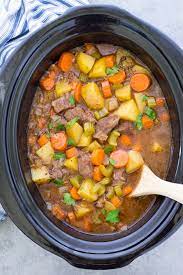 Mix flour, salt, pepper and pour over meat. Slow Cooker Beef Stew Easy Crockpot Recipe