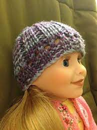 Ravelry Ribbed Eyelet Doll Hat Pattern By Morgyn Macleod Crochet Doll Clothes American Girl Doll Patterns Doll Hat