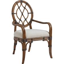 Tommy Bahama Home 593 887 01 Cedar Key Oval Back Arm Dining Chair Leather Wrapped Bent Rattan Back Sailcloth Seat Dining Chairs Upholstered Dining Chairs Dining Chairs Diy