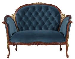 Casa Padrino Barock Samt Sofa Blau Braun Messingfarben