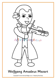 A youtube video features a performance of mozart's 4th horn concerto, 3rd movement. Mozart Colouring Page