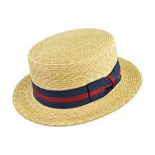 Jaxon Hats Striped Band Wheat Straw Skimmer Hat Straw Hats
