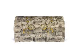 Three are of hunting scenes and one is of a possible polo match of sorts? Camel Bone Painted Box Persian Handicrafts Sermeh