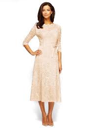 A Line Princess Scoop Neck Tea Length Bow S Lace Zipper Up Sleeves 3 4 Sleeves No Champagne Sprin Scalloped Lace Dress Buy Evening Dress Cheap Evening Dresses