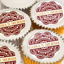 Personalised Mehndi Cupcake Toppers Available At Www Debskitchencakes Co Uk Cupcake Toppers Mehndi Designs Cake Toppers