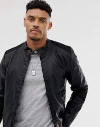 Blend Blend Racer Jacket In Black Faux Leather Racer Jacket Black Faux Leather Jackets