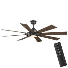 Each blade measures 25.5 inches long for an overall blade span of 60 inches. Home Decorators Collection Makenna Dc 60 In White Color Changing Integrated Led Outdoor Matte Black Ceiling Fan With Light Dc Motor And Remote 52106 The Home Depot