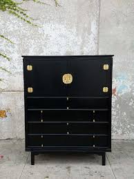 Vintage Hollywood Regency Black Highboy Dresser Chest Of Drawers House On A Hill Dresser Vintage