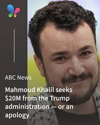 📜 “He would accept, in lieu of payment, an official apology and  abandonment of the administration's unconstitutional policy,” said the  organization representing Khalil in a press release. ➡️  https://msft.it/6187S7vCL