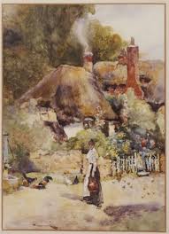 Art Reproductions Old Cottage At Sutton Courtney, Berkshire by David  Woodlock (1842-1929, Ireland)