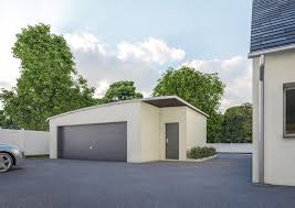 Agrandissement De Garage Design Moderne Modele Muse Avec Toit Galbe Garage Toit Plat Construction Maison Maisons Neuves