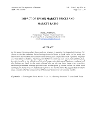 For example, in the context of property, plant, and equipment, recall that it means. Pdf Impact Of Eps On Market Prices And Market Ratio