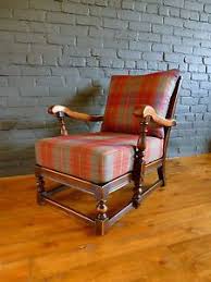 60 S 70 S Vintage Ercol Old Colonial Wooden Arm Chair Tartan Wool Shabby Chic Chair Wooden Armchair Ercol Chair