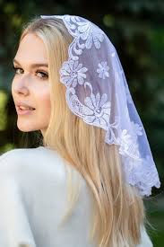 White Catholic Head Covering Veil for Church, Catholic Lace White Mantilla 