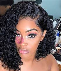 Glueless Short Virgin Human Hair Natural Shiny Curly Bob 360 Lace Wigs Curly Lace Front Wigs Short Hair Styles Human Hair Wigs