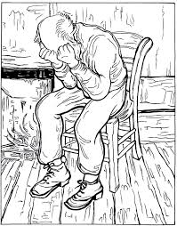 Old Man In Sorrow Impressionist Painting By Vincent Van Gogh Printable Coloring Book Page Desenhos Van Gogh Desenhos Para Colorir Adultos Arte Van Gogh