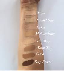 Our Brand New Stick Foundations Swatched On A Medium Skin Tone Bisque Lightest Shade With A Pink Undertone Natural Beige Lightest Shade With A Neutral Slig