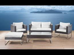 Lounge Set Rattan Braun 5 Sitzer Auflagen Weiss Crema Outdoor Sofa Sets Outdoor Sofa Aussenmobel