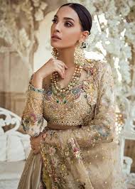 Off White and golden colour bridal dress ideas for Pakistani ...