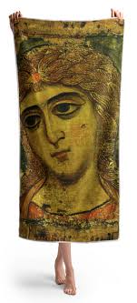 The Angel with Golden Hair, Archangel Gabriel Beach Towel