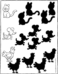 This drawing was made at internet users' disposal on 07 february 2106. Spot The Correct Animal Shadow Kiddicolour