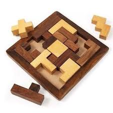 This Handmade Puzzle Features Different Shaped Wooden Pieces And Square Frame Base It Measures 6 5 Inches By 6 5 I Wood Puzzles Wooden Puzzles Handmade Wooden