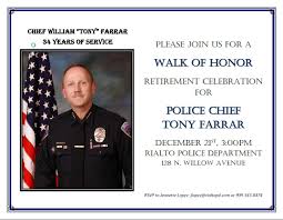 Message from Chief Tony Farrar...