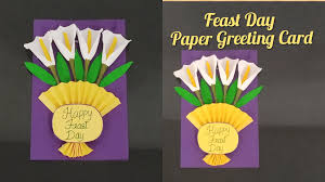 You can also cut the paper to make it smaller if you want a cuter, smaller card. Paper Greeting Card For Feast Day Paper Greeting Cards Easy Greeting Cards Greeting Cards
