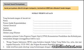 Bagi pembuat fungsi surat penyataan yakni sebagai alat untuk mendapatkan kepercayaan dan pengakuan dari penerima. Surat Pernyataan Cpns Kemendikbud 2019 Format Word Websiteedukasi Com