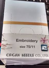 Red Top Organ Embroidery Needles 75 11 100 Needles Flat Back