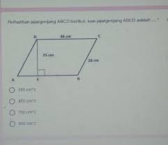 Alas pada bangun jajar genjang adalah salah satu sisi dari bangun jajar genjang itu sendiri. Perhatikan Gambar Jajargenjang Abcd Berikut Luas Jajargenjang Abcd Adalah Masnurul