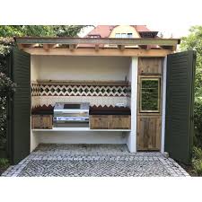 Landliche Rustikale Aussenkuche Mit Beefeater Einbaugrill Und Uberdachung Rustic Outdoor Kitchen With Beefeater Eingebauter Grill Aussenkuche Outdoor Kuche