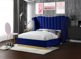 Shop wayfair for all the best blue velvet bedding. Flora Navy Blue Velvet Bed By Meridian Furniture