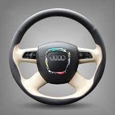 49 00 Watch Now Hand Stitched Black Beige Leather Steering Wheel Cover For Audi Old A4 B7 B8 A6 C6 2004 20 Steering Wheel Cover Wheel Cover Steering Wheel