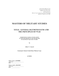 General Raymond Davis and the Principles of War