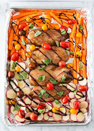 One Pan Balsamic Chicken Veggies Whole30 I Heart Naptime Recipe Sheet Pan Dinners Recipes Recipes Balsamic Chicken