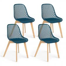 Pour votre nouveau coin bureau, choisissez des couleurs qui vous apaisent. Chaises Bleu Canard Design Ajourees Pieds En Bois X4 Mandy Id Market