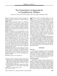 Maybe you would like to learn more about one of these? Pdf The Presentation Of Appendicitis In Preadolescent Children Richard Bachur Academia Edu