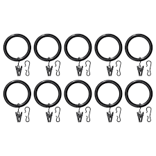 Syrlig Curtain Ring With Clip And Hook Black 1 1 2 Ikea In 2020 Curtains With Rings Curtain Rings With Clips Curtains