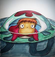 Ponyo On The Cliff By The Sea Step By Step Drawing With Markers Steemit High quality ponyo inspired drawstring bags by independent artists and designers from around the world. cliff by the sea step by step drawing